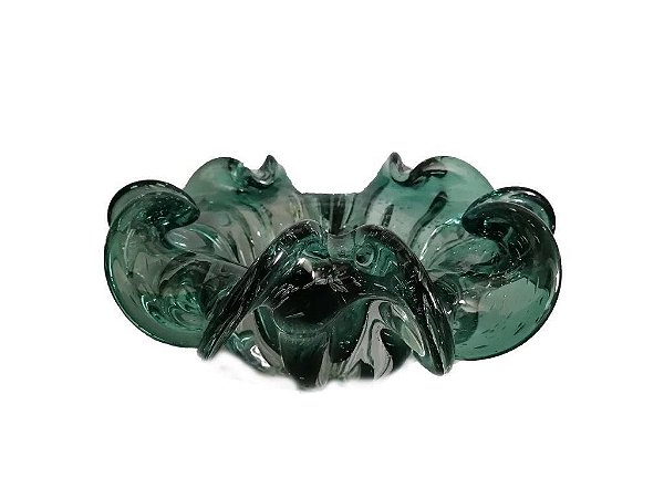 CENTRO DE MESA VIDRO INSPIRADO NO MURANO VERDE VENEZA - 21X21X10