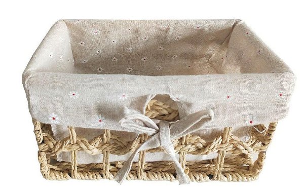 CESTO CORDA DE PAPEL E TECIDO DE ALGODÃO BEGE GUATOS - 26X16X12CM