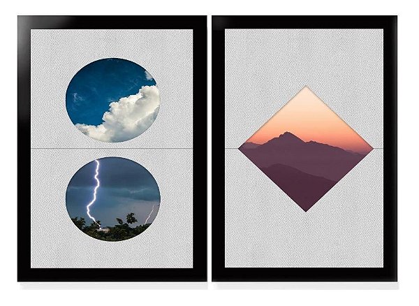 QUADRO DECORATIVO 2 PÇS PRETO SKY 53x33x3CM