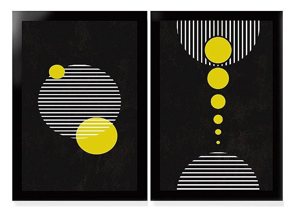 QUADRO DECORATIVO 2 PÇS PRETO ROUND 53x33x3CM