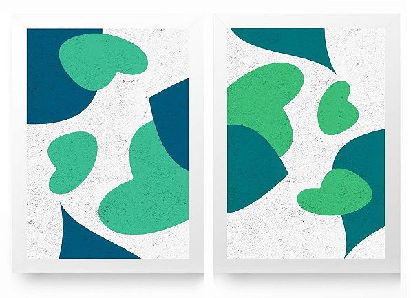 QUADRO DECORATIVO 2 PÇS BRANCO ABSTRACT 53x33x3CM