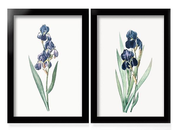 QUADRO DECORATIVO 2 PÇS PRETO FLOWER 53x33x3CM
