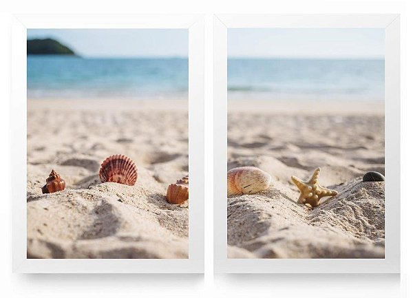 QUADRO DECORATIVO 2 PÇS BRANCO SAND 53x33x3CM