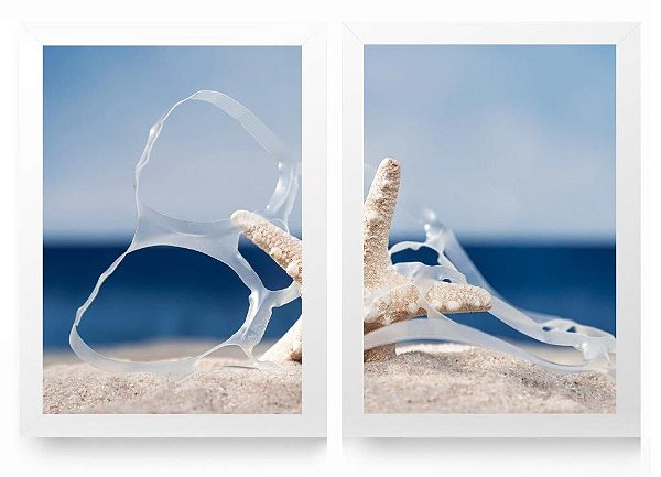 QUADRO DECORATIVO 2 PÇS BRANCO STAR 53x33x3CM