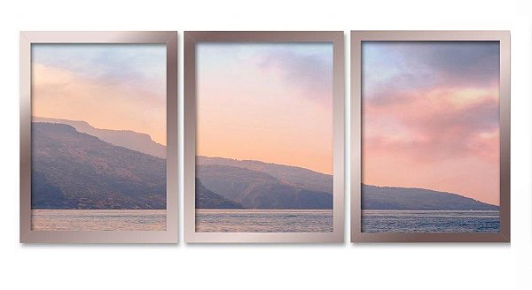 QUADRO DECORATIVO 3 PÇS ROSE GOLD HORIZON 43X33X1CM