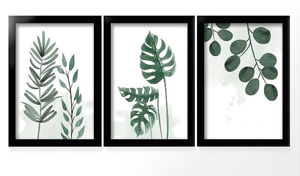 QUADRO DECORATIVO 3 PÇS PRETO ADAM 43X33X1CM