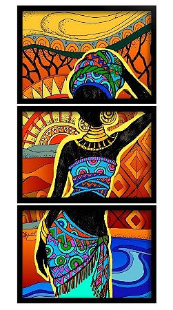 QUADRO DECORATIVO 3 PÇS PRETO WOMAN 43X33X1CM