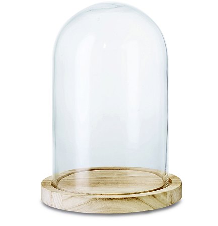 REDOMA EM VIDRO E MADEIRA