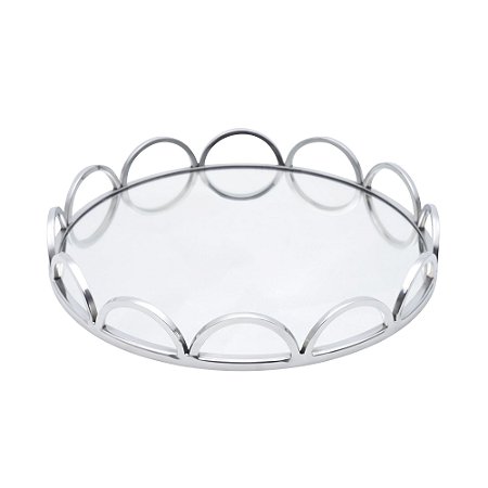 BANDEJA DE AÇO INOX C/FUNDO ESPELHADO ARCOS 38x5cm