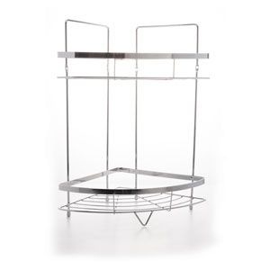 CANTONEIRA PORTA SHAMPOO CROMADA 2 PRATELEIRAS 30x11,5x41cm