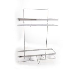 PORTA SHAMPOO CROMADO C/ 2 PRATELEIRAS 30x10,5x35cm
