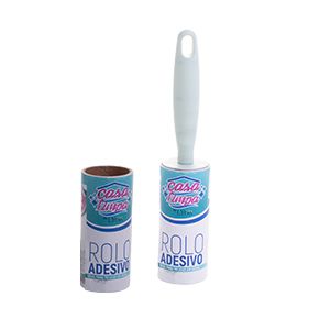 CONJUNTO ROLO ADESIVO C/REFIL DE FOLHAS CINZA 21,5x4,5x4,5cm