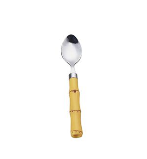 CJ 6 COLHERES CAFÉ AÇO INOX CABO PLÁSTICO BAMBU NATURAL 16