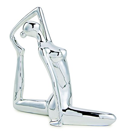ESCULTURA YOGA PRATA EM PORCELANA