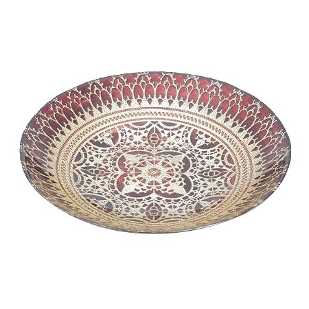 CENTRO DE MESA DE VIDRO LUCA VERMELHO 40x7cm