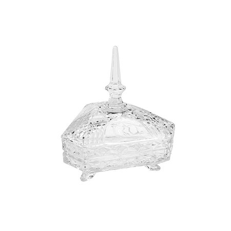 POTICHE C/PÉ DE CRISTAL TRIANGLE 19,5x16,5x21,5cm
