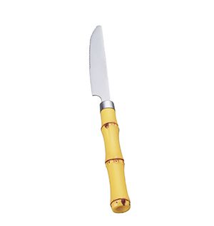 CJ 6 FACAS SOBREMESA AÇO INOX CABO PLÁSTIC BAMBU 20cm