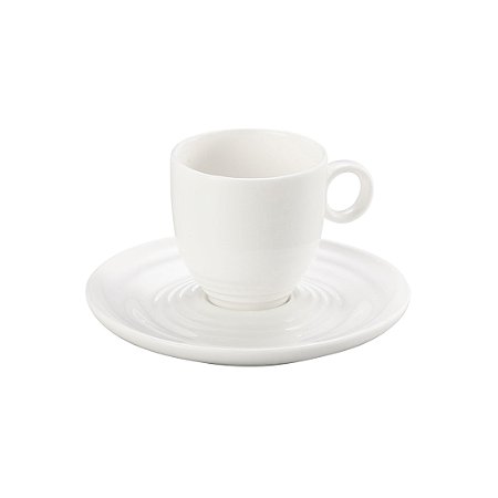 CJ 6 XÍCARAS P/CAFÉ C/PÍRES  PORCELANA SUPER WHITE WAVE 90ml