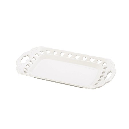 BANDEJA DE CERÂMICA CORAÇÃO 30,5x17cm