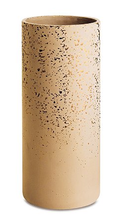 VASO ROSA E DOURADO EM CIMENTO