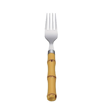 CJ 6 GARFOS MESA AÇO INOX CABO PLÁSTICO BAMBU NATURAL 20