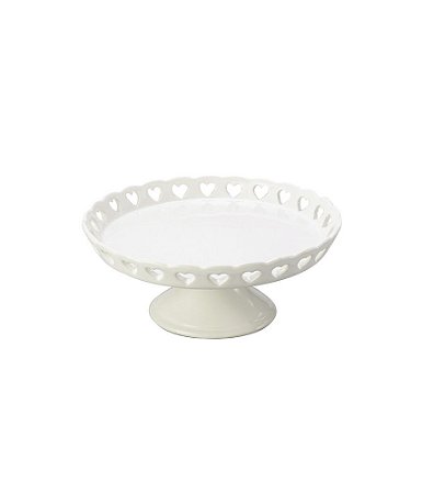 CENTRO DE MESA DE CERÂMICA CORAÇÃO BRANCO 15cm MAIL BOX