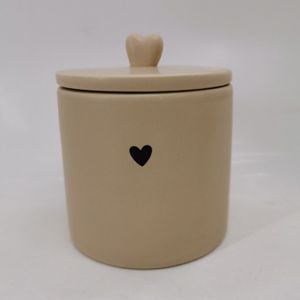 POTICHE DECORATIVO CERÂMICA C/TAMPA BAMBU HEART 10x10x10cm