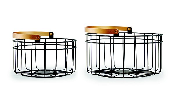 KIT CESTO PRETO E DOURADO EM METAL - 2 PCS