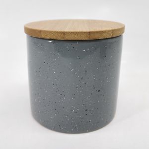 POTICHE DECORATIVO CERÂMICA C/TAMPA BAMBU 10X10x10cm