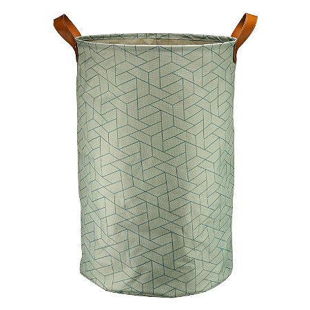 CESTO DE ROUPA SUJA REDONDO CHEVRON COM ALÇA M - 30 x 50 cm