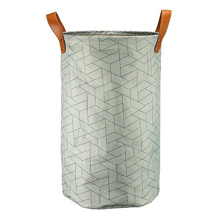 CESTO DE ROUPA SUJA REDONDO CHEVRON COM ALÇA G - 40 x 60 cm