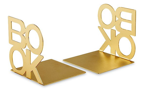 APARADOR DE LIVROS DOURADO EM METAL