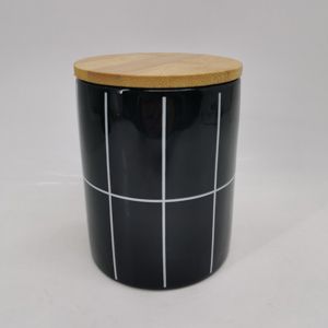 POTICHE DECORATIVO CERÂMICA C/TAMPA BAMBU TURIM 10x10X12,5cm