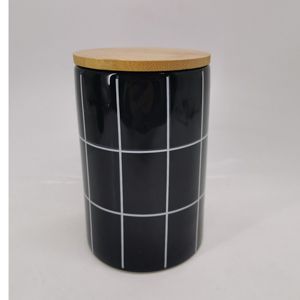 POTICHE DECORATIVO CERÂMICA C/TAMPA BAMBU TURIM 10x10x15cm