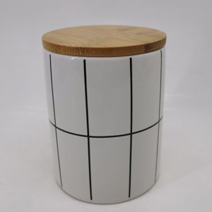 POTICHE DECORATIVO CERÂMICA C/TAMPA BAMBU TURIM 10x10x12,5cm