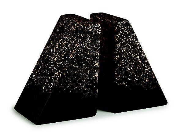 APARADOR DE LIVROS PRETO E DOURADO EM CIMENTO