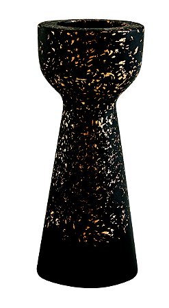 PORTA-VELAS PRETO E DOURADO EM CIMENTO