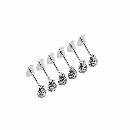 CJ 6 SCANSOS TALHERES ZAMAC SILVER PLATED PINEAPPLE 8,5x2x3