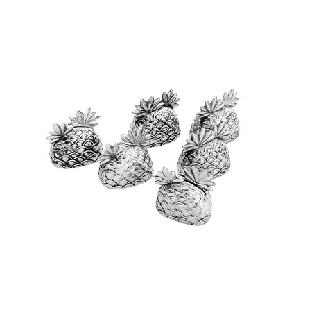 CJ 6 PORTA CARTÕES DE ZAMAC SILVER PLATED PINEAPPLE 2,8x3cm