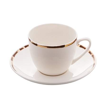 XÍCARA DE CHÁ C/PIRES DE PORCELANA BAMBU 220ml
