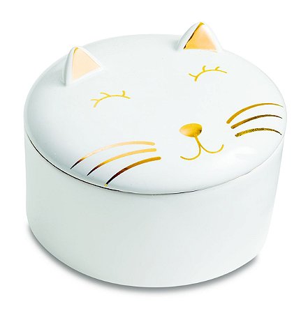 CAIXA REDONDA GATO EM CERAMICA