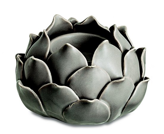 PORTA-VELAS CINZA EM CERAMICA