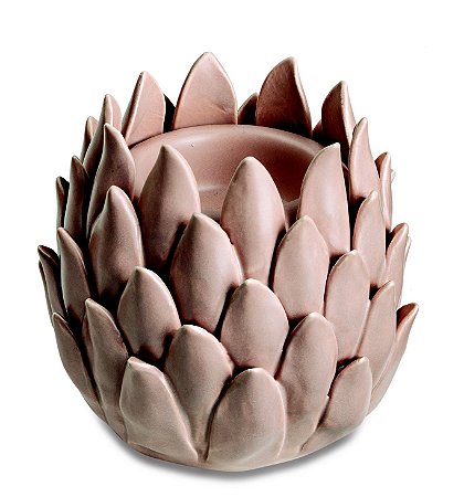 PORTA-VELAS ROSA EM CERAMICA