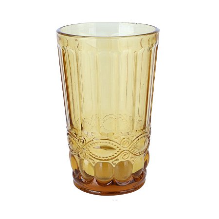 CJ 6 COPOS ALTOS DE VIDRO LIBÉLULA ÂMBAR 330ml