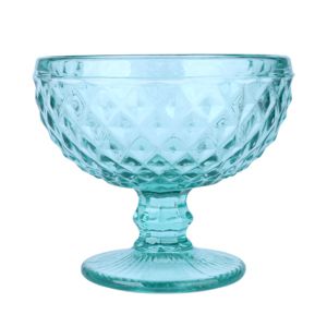 CJ 6 TAÇAS DE VIDRO BICO DE ABACAXI AZUL TIFFANY 310ml