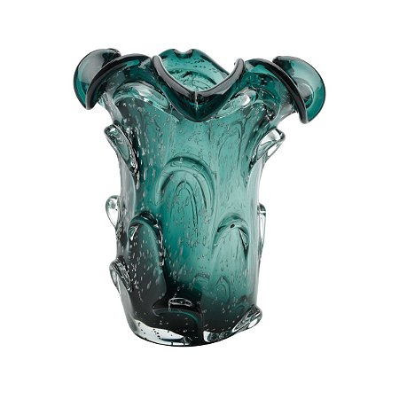 VASO DE VIDRO ITALY VERDE ESMERALDA 19x24cm