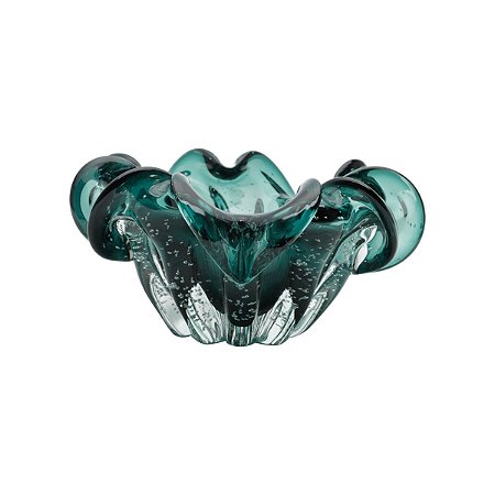 CENTRO DE MESA DE VIDRO ITALY VERDE ESMERALDA 21x10cm