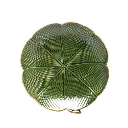 PRATO DECORATIVO DE CERÂMICA BANANA LEAF VERDE 16x16x3cm
