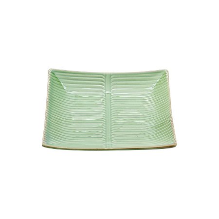 PRATO DECORATIVO DE CERÂMICA BANANA LEAF VERDE 16,5x3cm