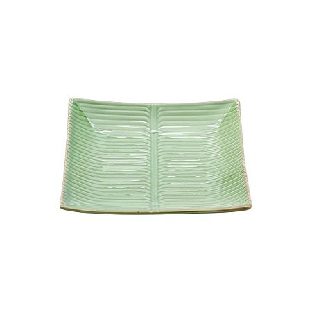 PRATO DECORATIVO DE CERÂMICA BANANA LEAF VERDE 21,5x4cm